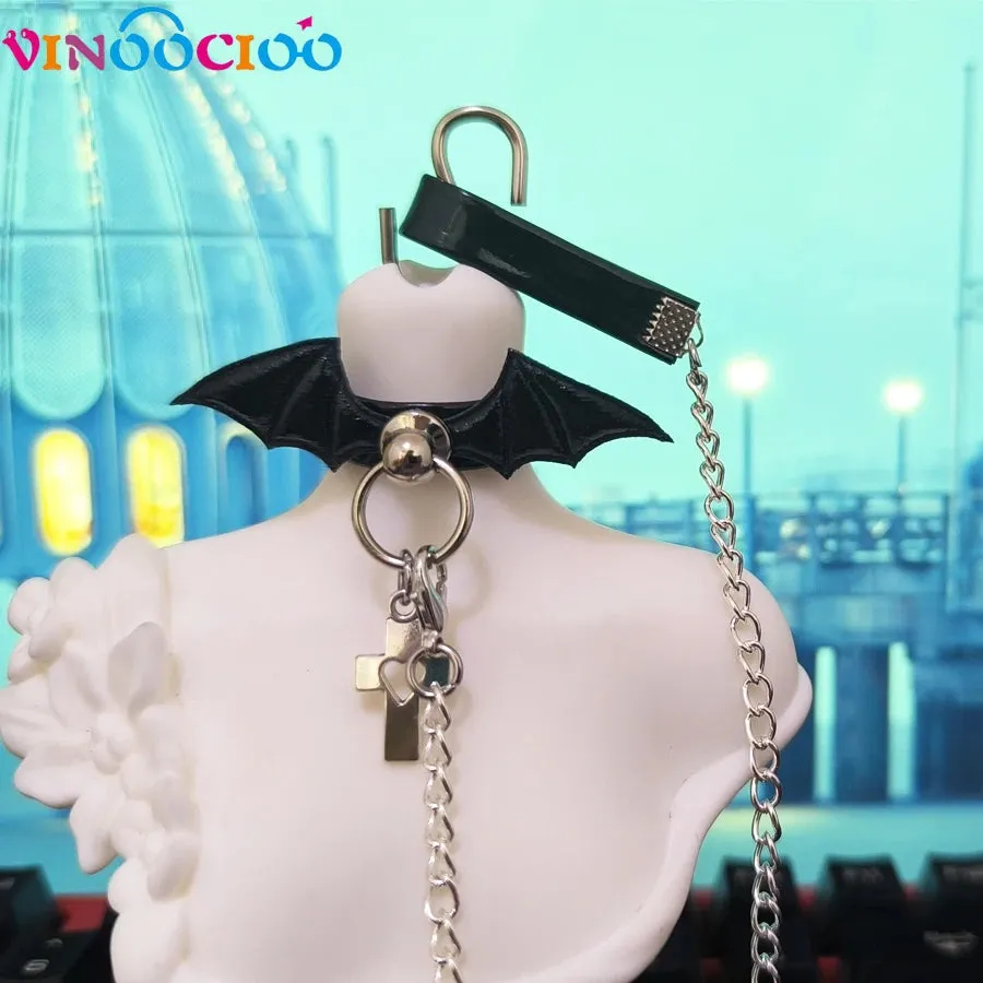 Devil Wing Choker Necklace for BJD Dolls (1/6, 1/4, 1/3 Scale) - Leather Leadrope Accessories