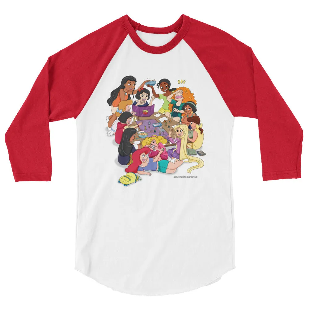 Disney Princesses and DND Unisex 3/4 Sleeve Raglan Shirt