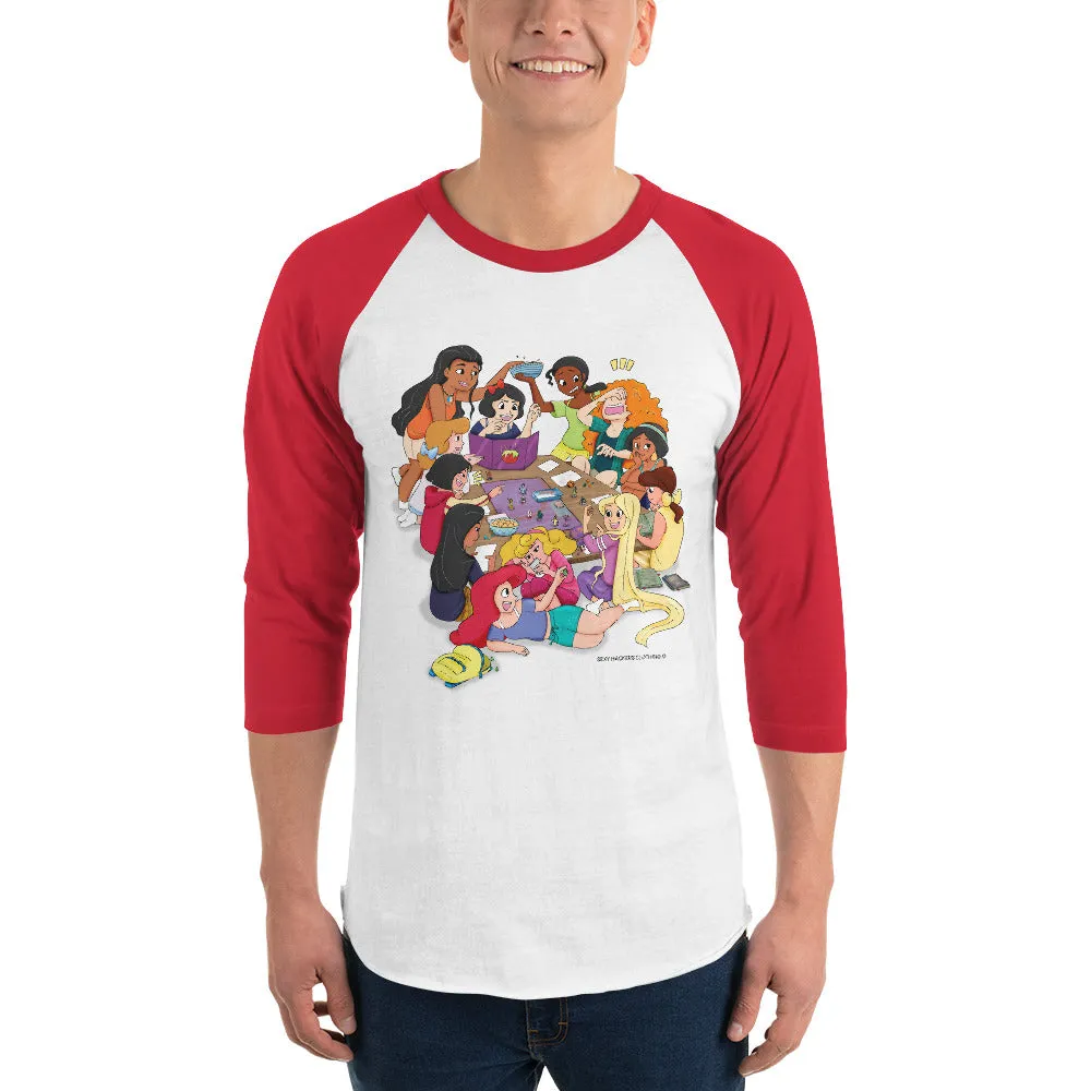Disney Princesses and DND Unisex 3/4 Sleeve Raglan Shirt
