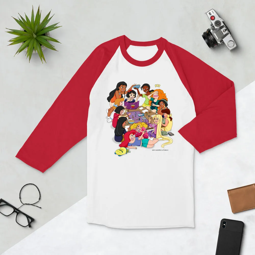 Disney Princesses and DND Unisex 3/4 Sleeve Raglan Shirt