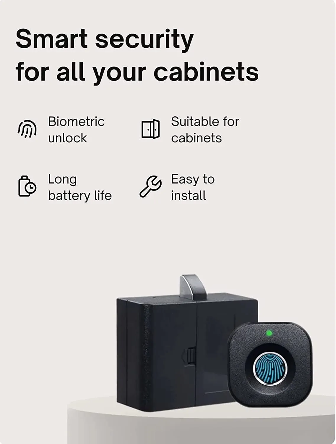 Escozor Fingerprint Drawer Lock, Smart Biometric Cabinet Lock, Safety Electric Fingerprint Lock, Drawer Wardrobe Lock, Furniture Privacy Lock (With Each Lock Having Different E-Key), Black