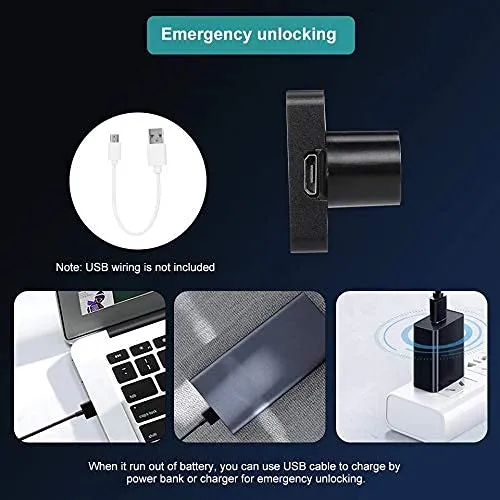 Escozor Fingerprint Drawer Lock, Smart Biometric Cabinet Lock, Safety Electric Fingerprint Lock, Drawer Wardrobe Lock, Furniture Privacy Lock (With Each Lock Having Different E-Key), Black