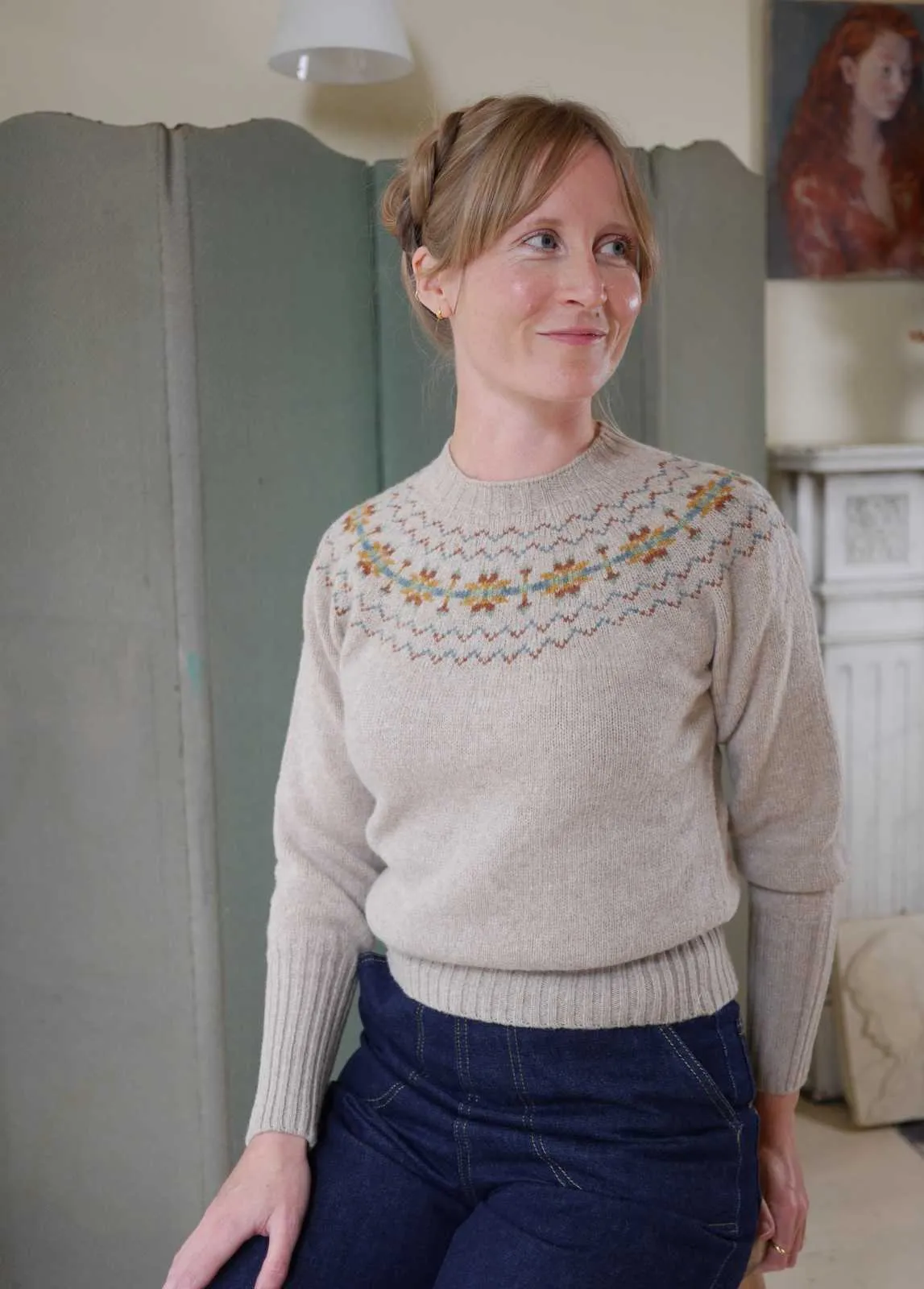 Fair Isle Crew Neck Jumper - Oat