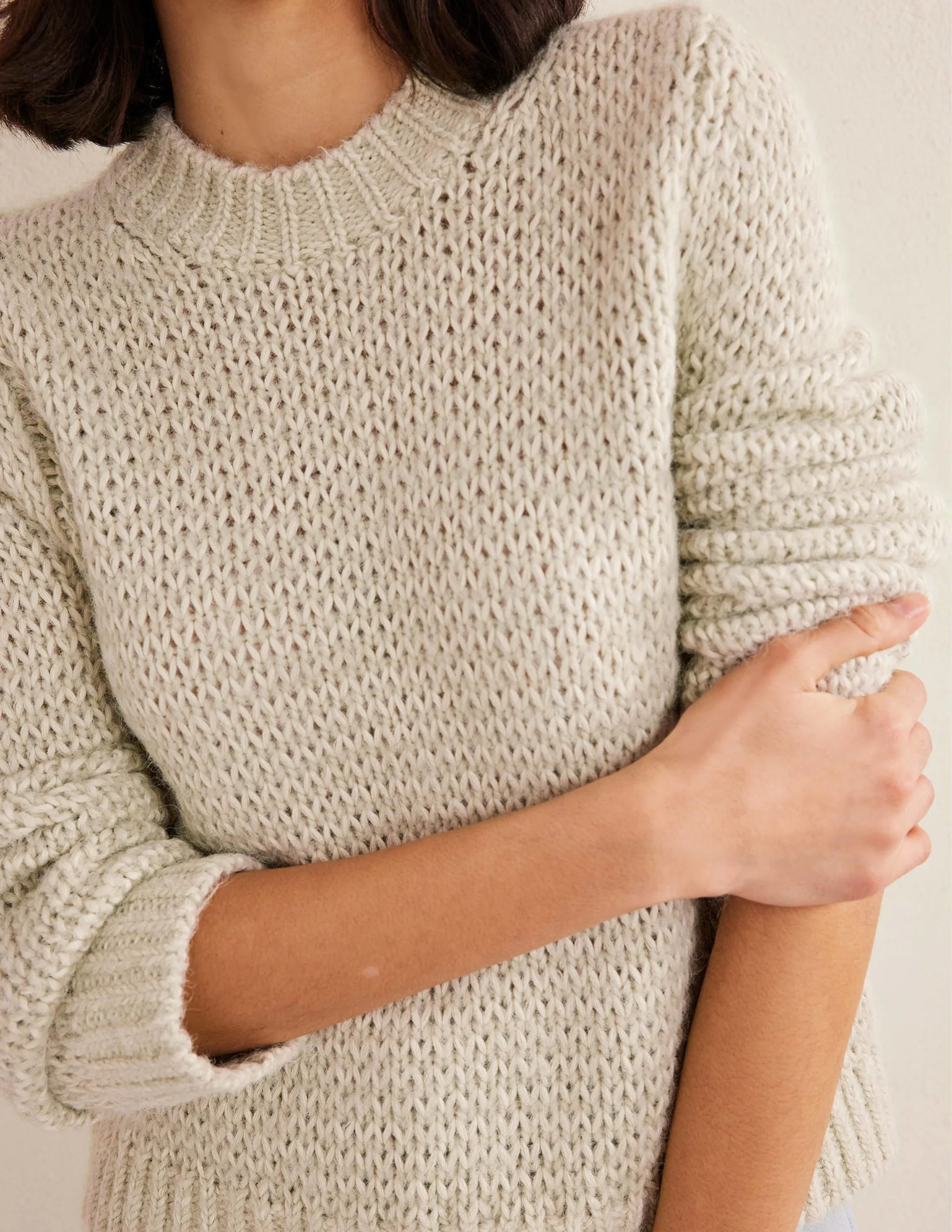 Fluffy Open Stitch Jumper-Sap