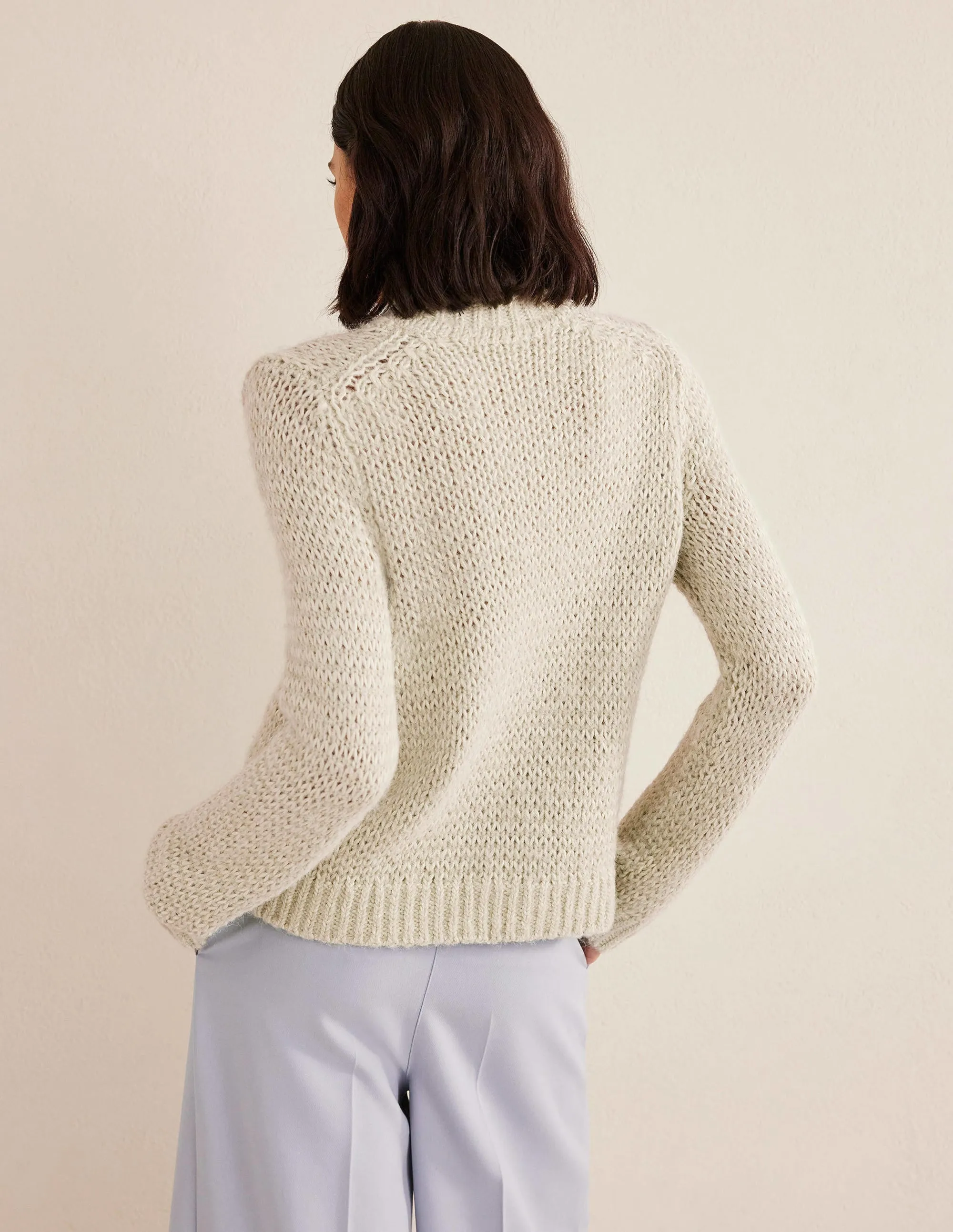 Fluffy Open Stitch Jumper-Sap