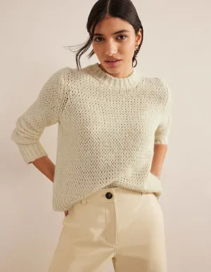 Fluffy Open Stitch Jumper-Warm Ivory