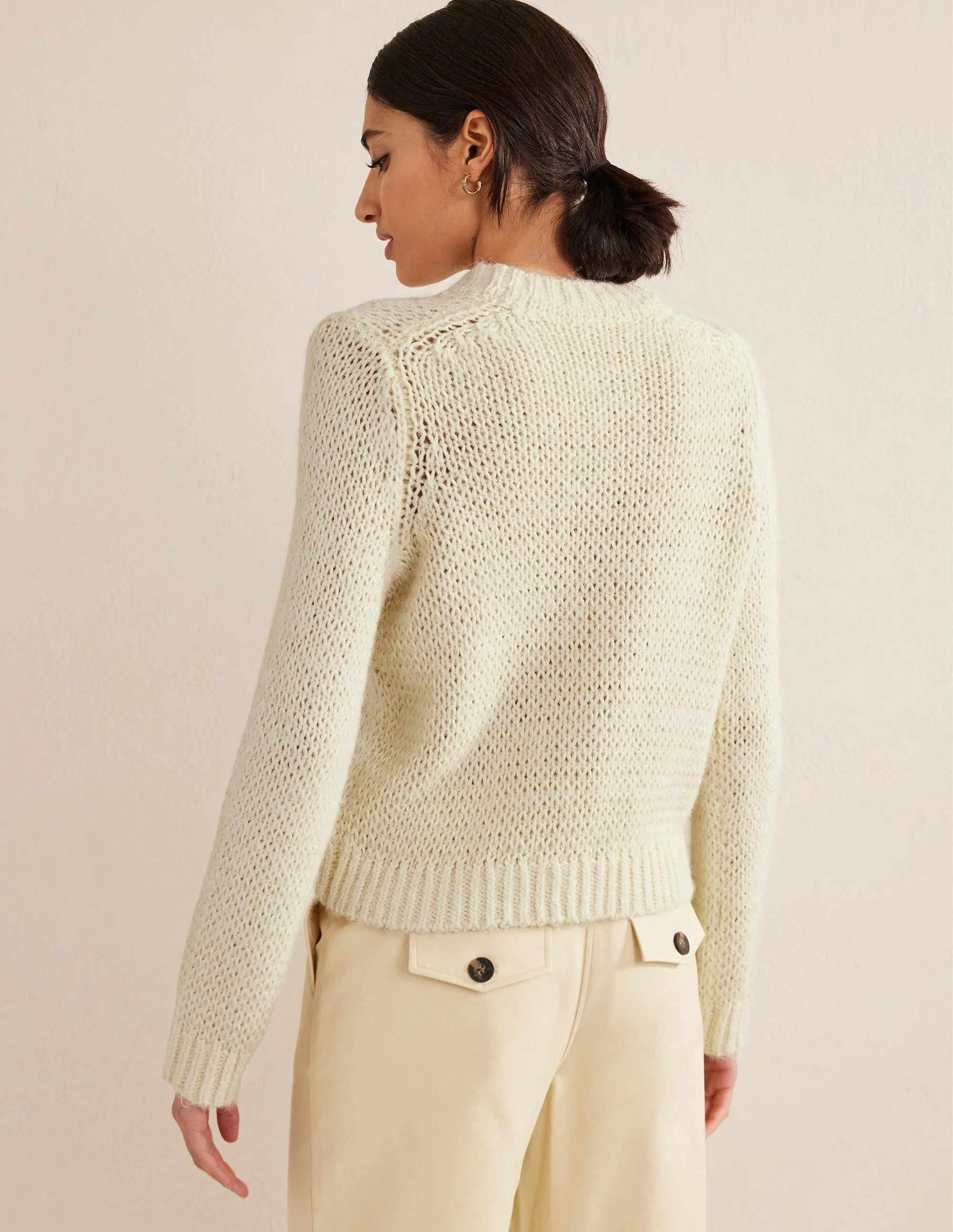 Fluffy Open Stitch Jumper-Warm Ivory
