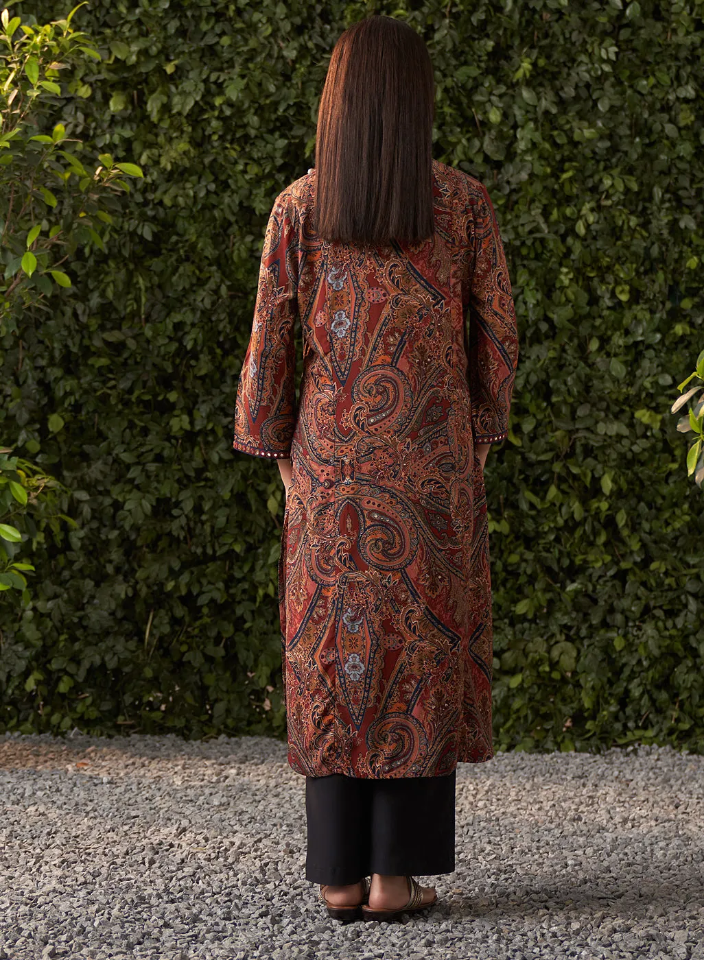 Kimaya Maroon Printed Rayon Kurta for Women