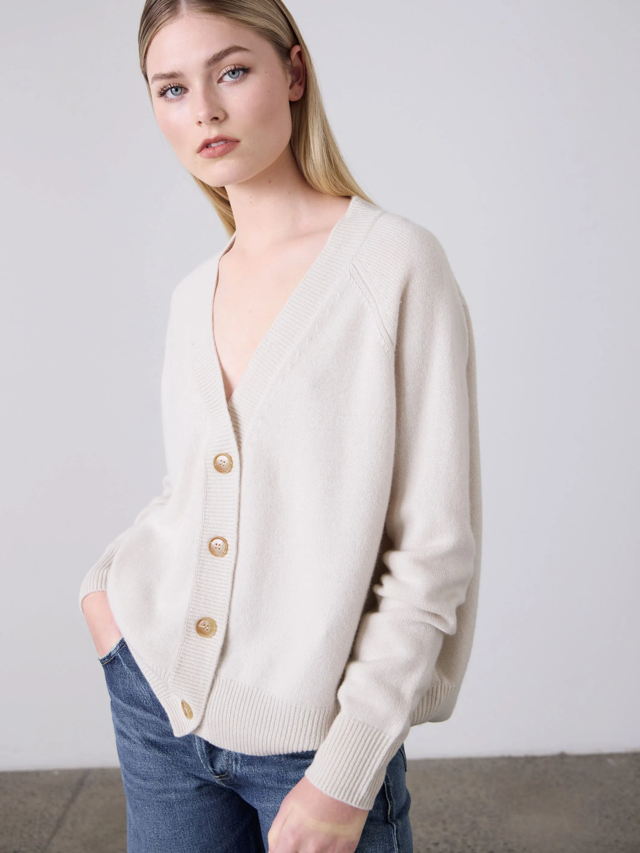 Lauren Cashmere Cardigan - Putty