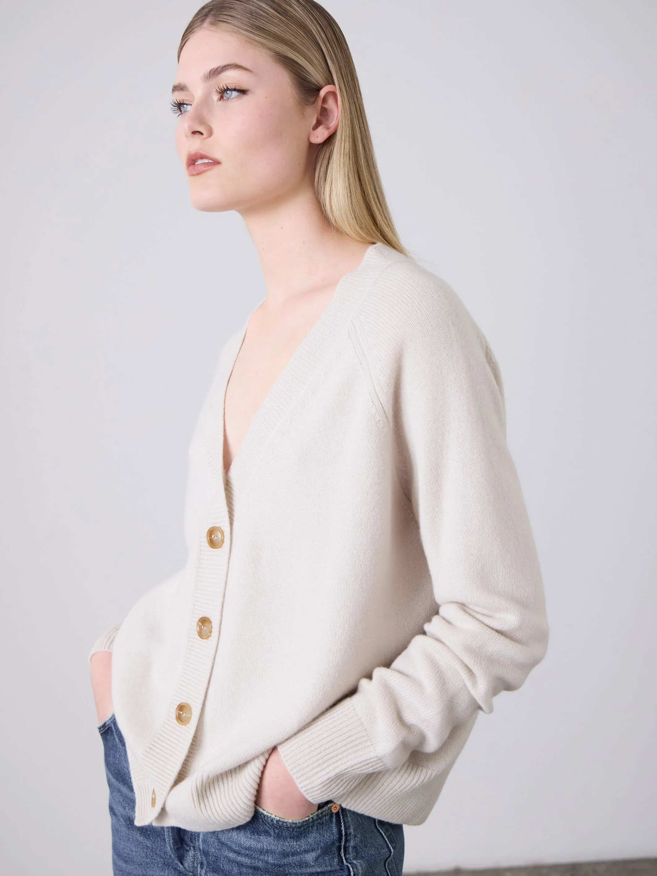 Lauren Cashmere Cardigan - Putty