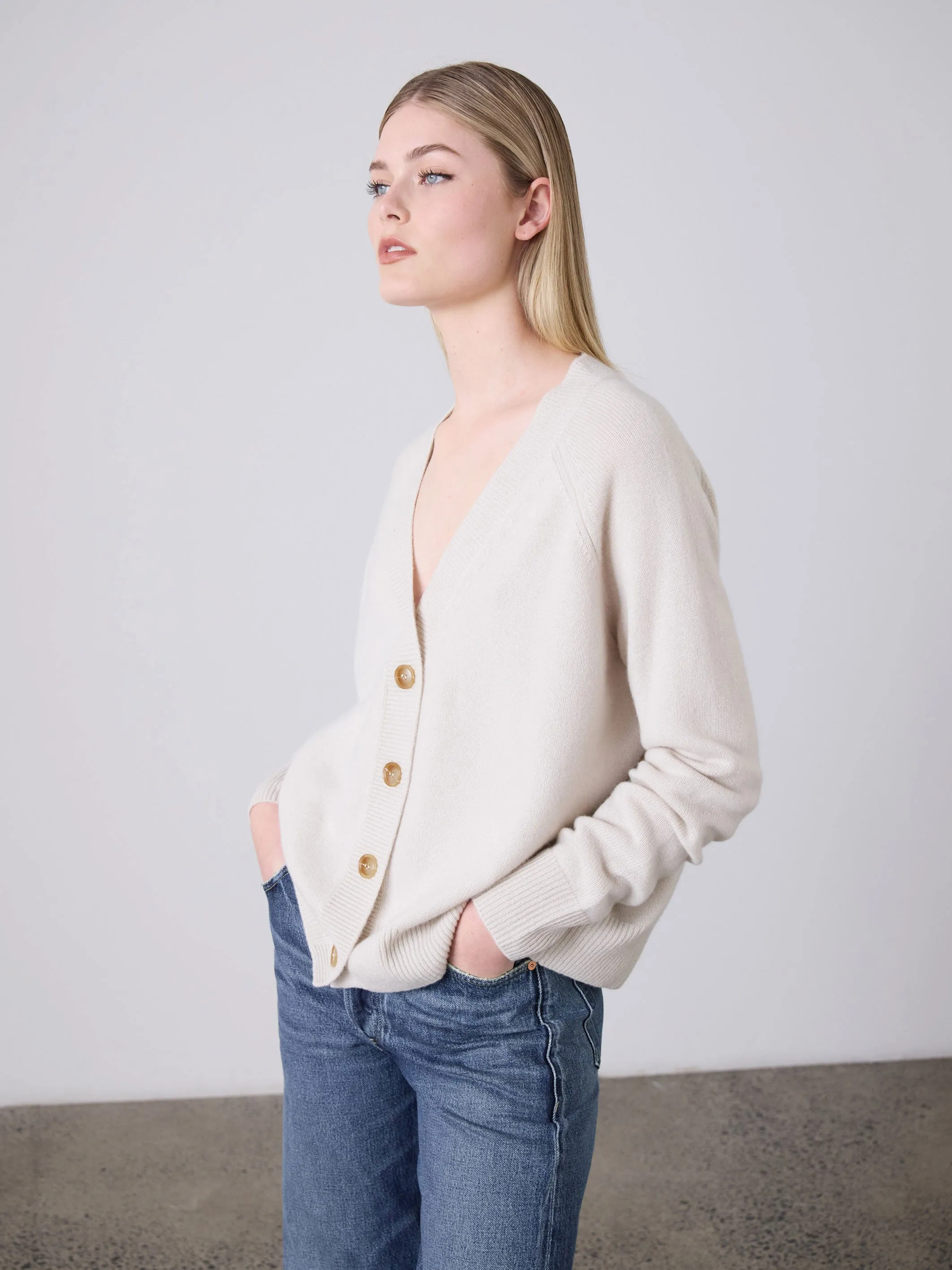 Lauren Cashmere Cardigan - Putty