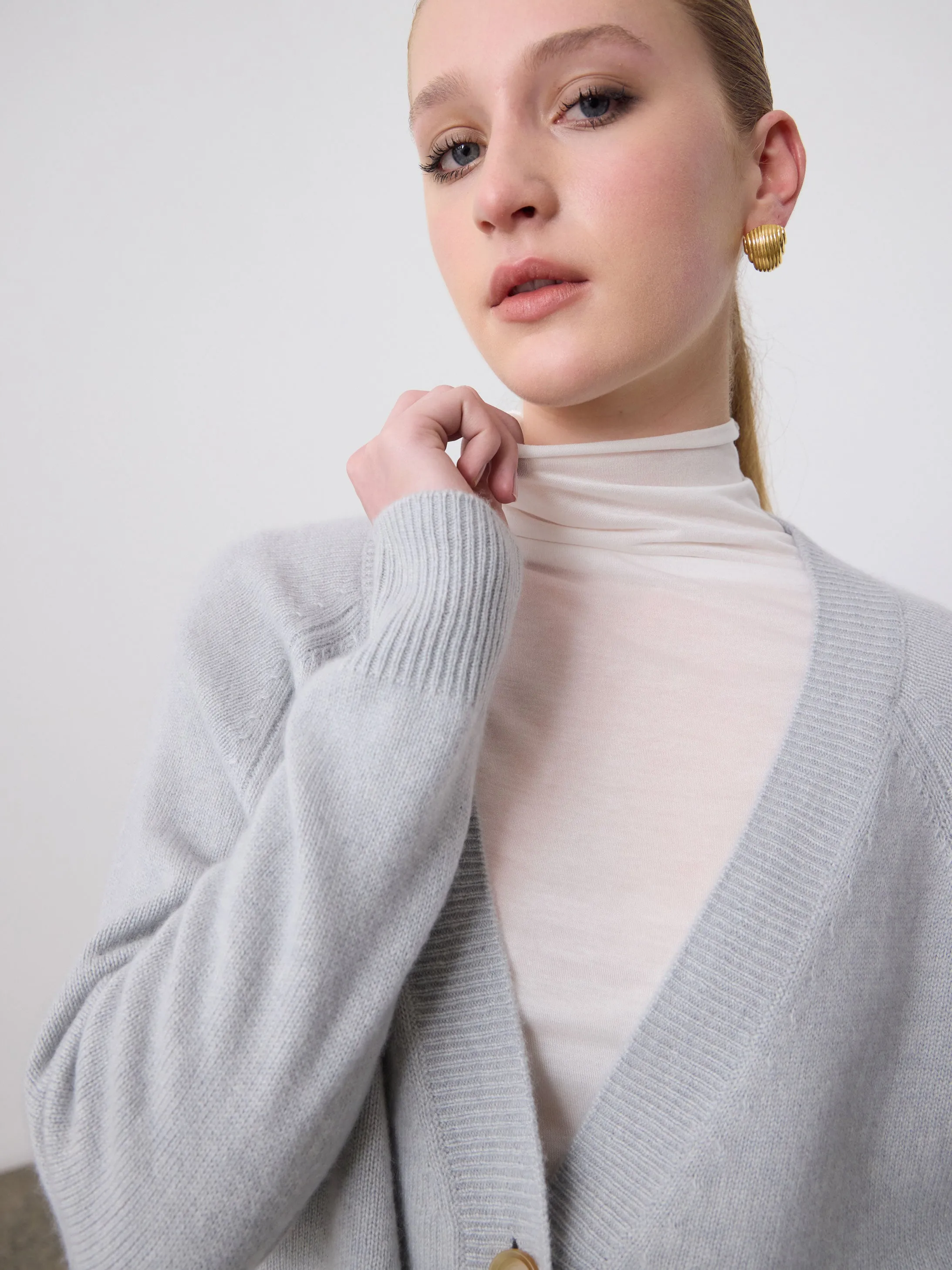 Lauren Cashmere Cardigan - Slate Blue