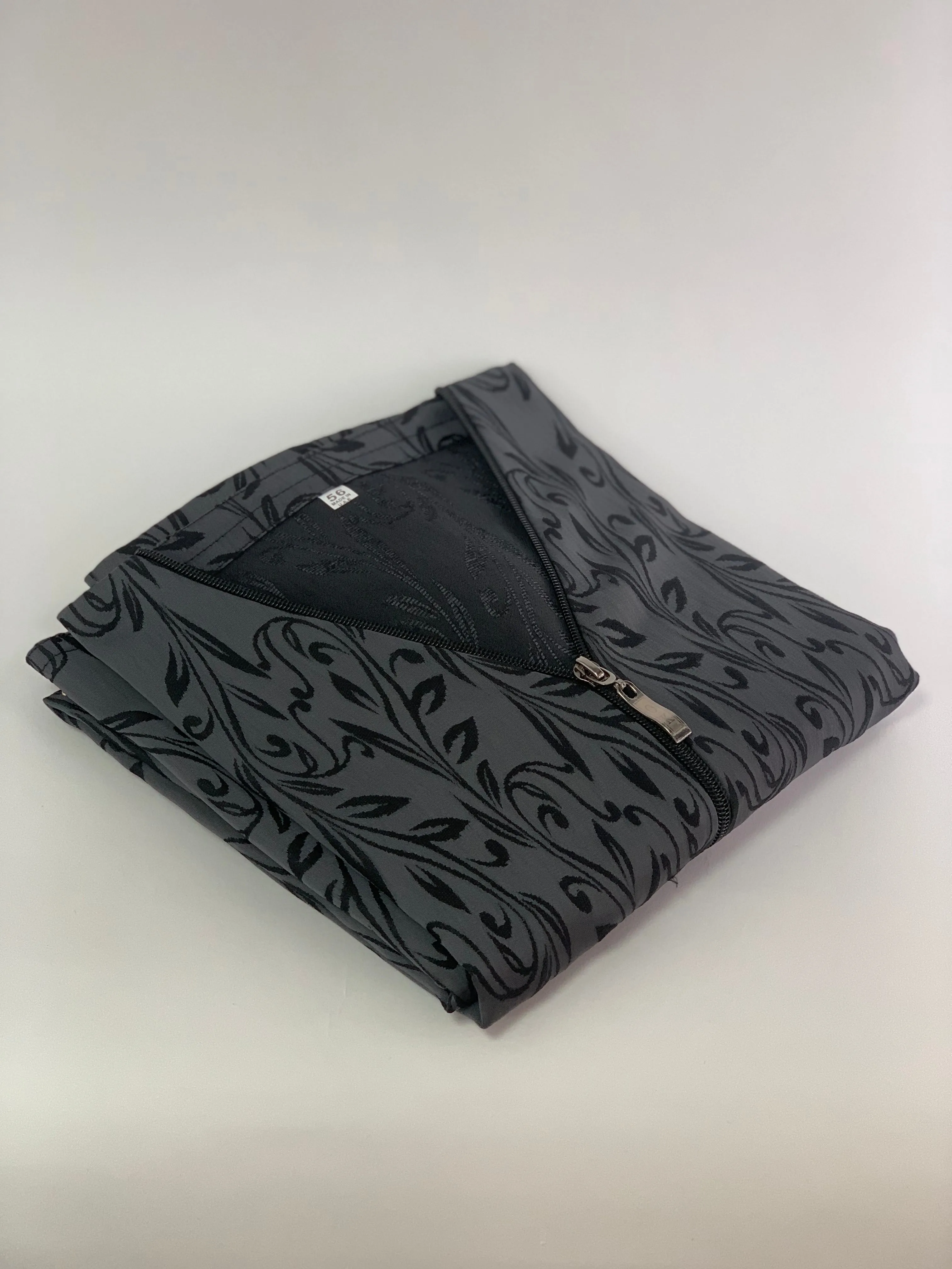 Leaf Pattern Zip-Front Abaya - 4 Colours