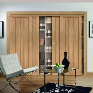 Minimalist Wardrobe Door & Frame Kit - Four Suffolk Essential Oak Door - Unfinished