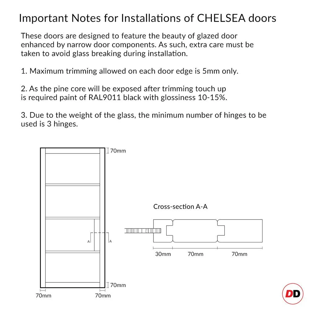 Minimalist Wardrobe Door & Frame Kit - Three Chelsea 4 Panel Black Painted Door - Prefinished