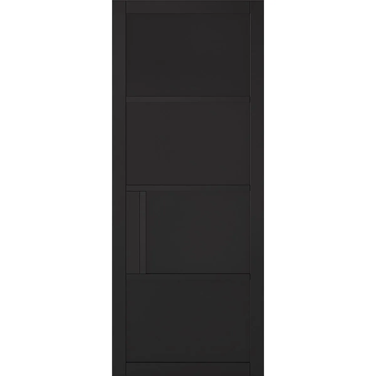 Minimalist Wardrobe Door & Frame Kit - Three Chelsea 4 Panel Black Painted Door - Prefinished