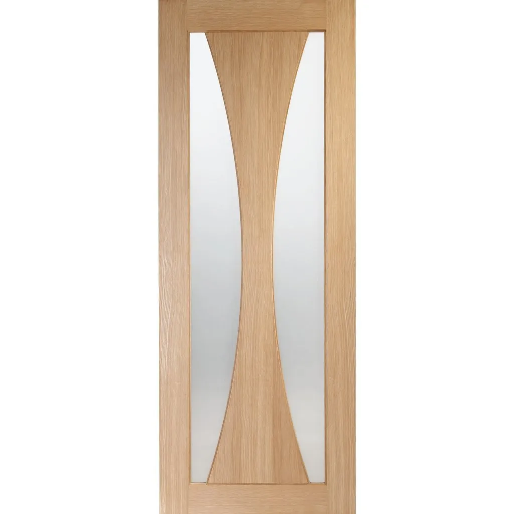 Minimalist Wardrobe Door & Frame Kit - Two Verona Oak Doors - Obscure Glass - Unfinished