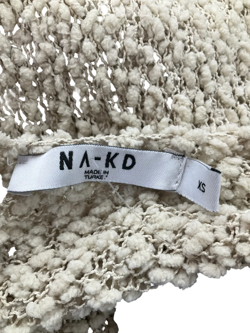 Naked Wardrobe Beige Knitted Open Back Maxi Dress UK XS
