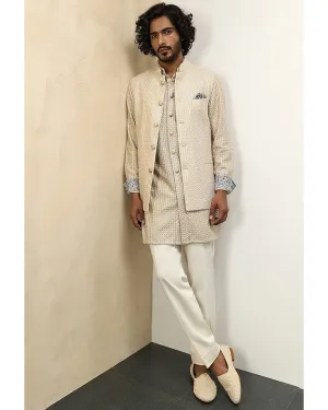 OG Champagne Front Open Kurta Set