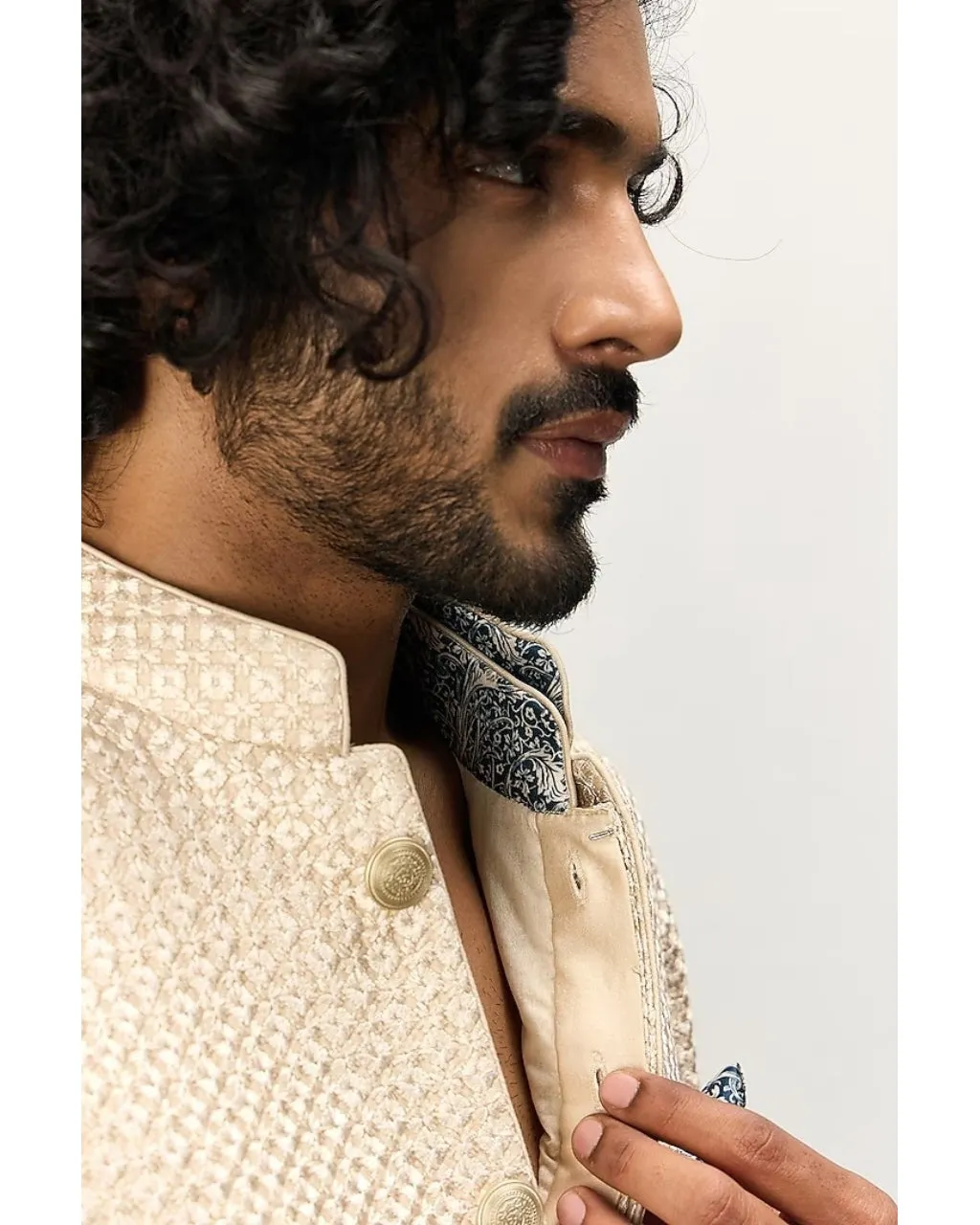 OG Champagne Front Open Kurta Set