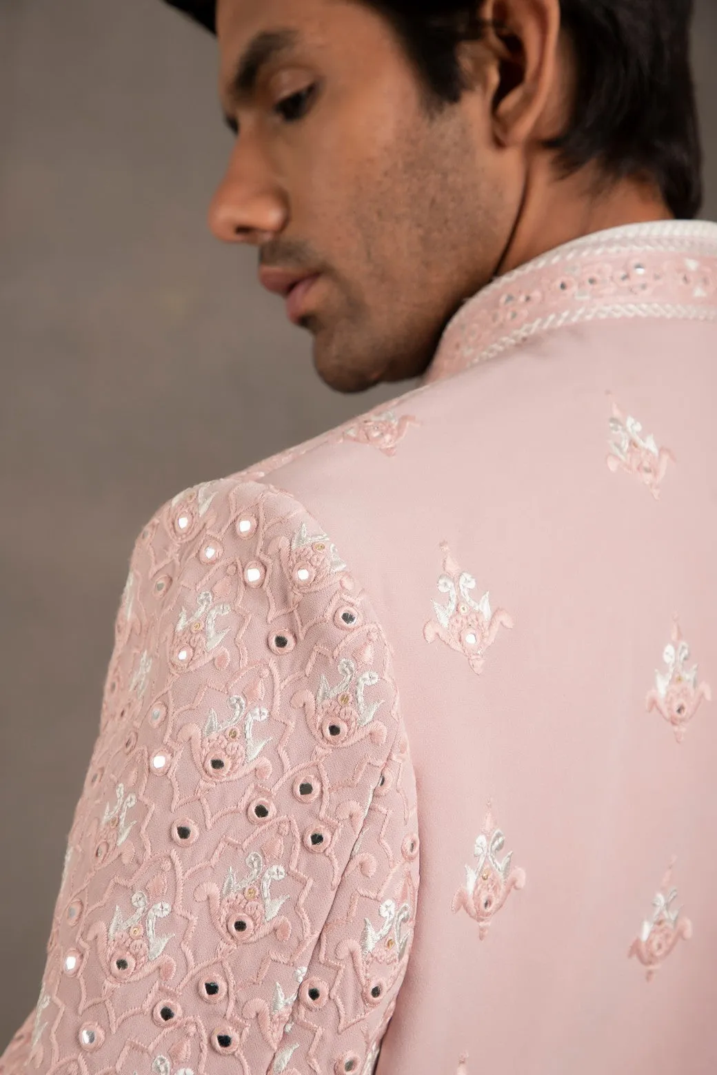 Old Rose Embroidered Indo Western Set