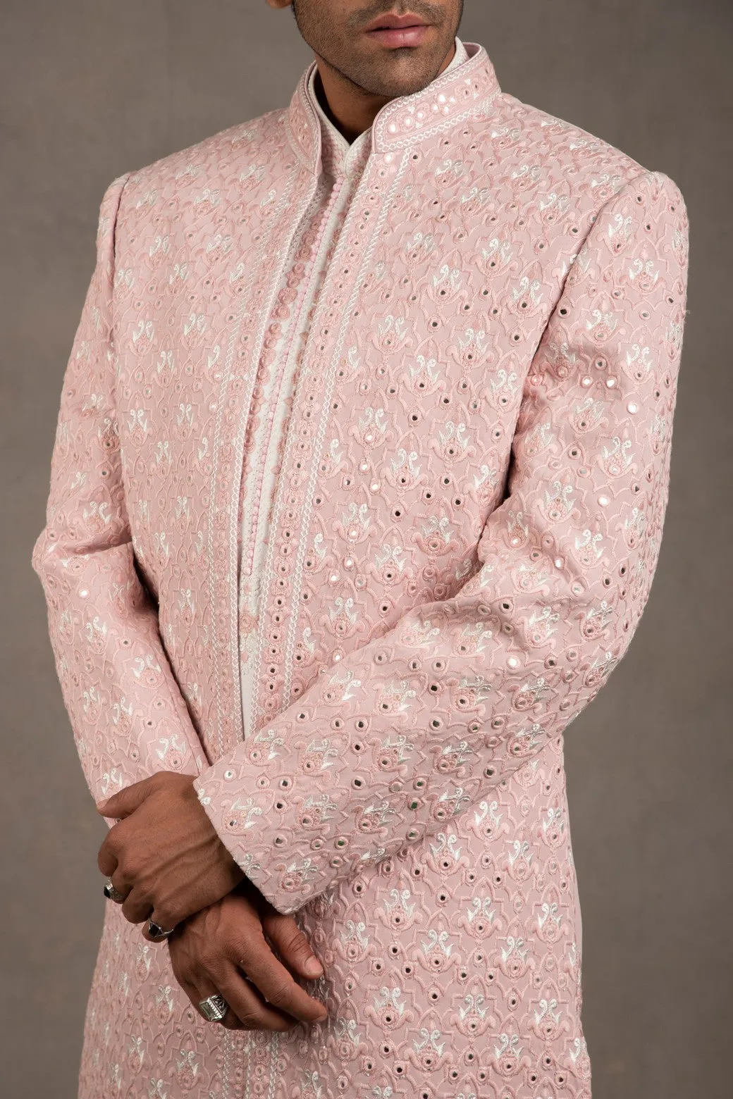 Old Rose Embroidered Indo Western Set