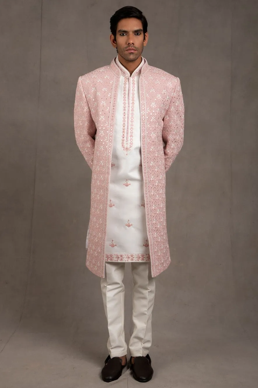 Old Rose Embroidered Indo Western Set