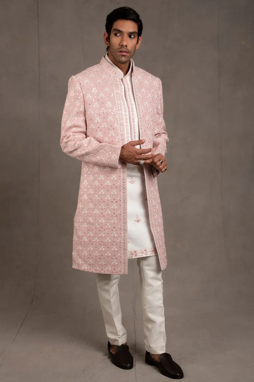 Old Rose Embroidered Indo Western Set
