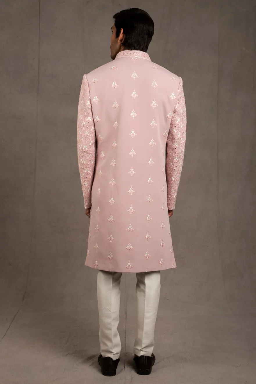 Old Rose Embroidered Indo Western Set