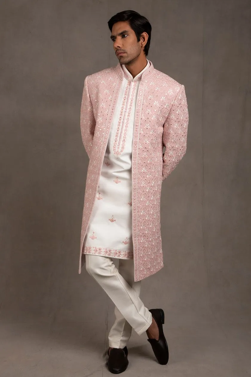 Old Rose Embroidered Indo Western Set
