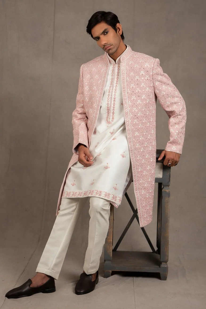 Old Rose Embroidered Indo Western Set
