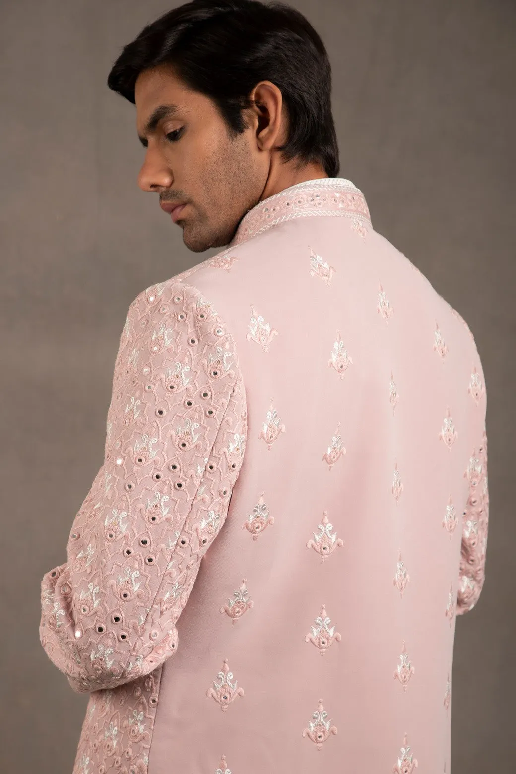 Old Rose Embroidered Indo Western Set