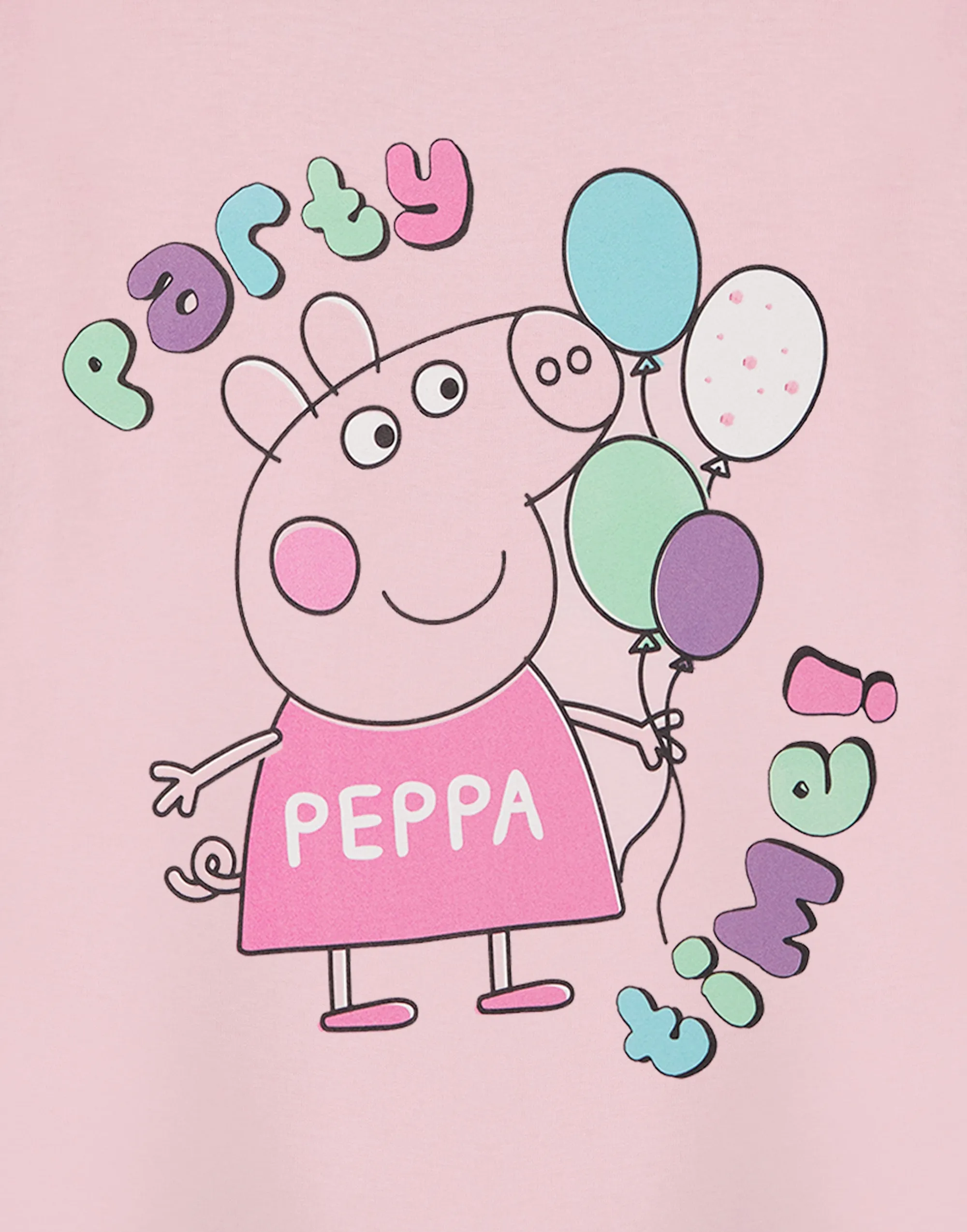 Peppa Pig Party Time Girls Pink Short Sleeved T-Shirt