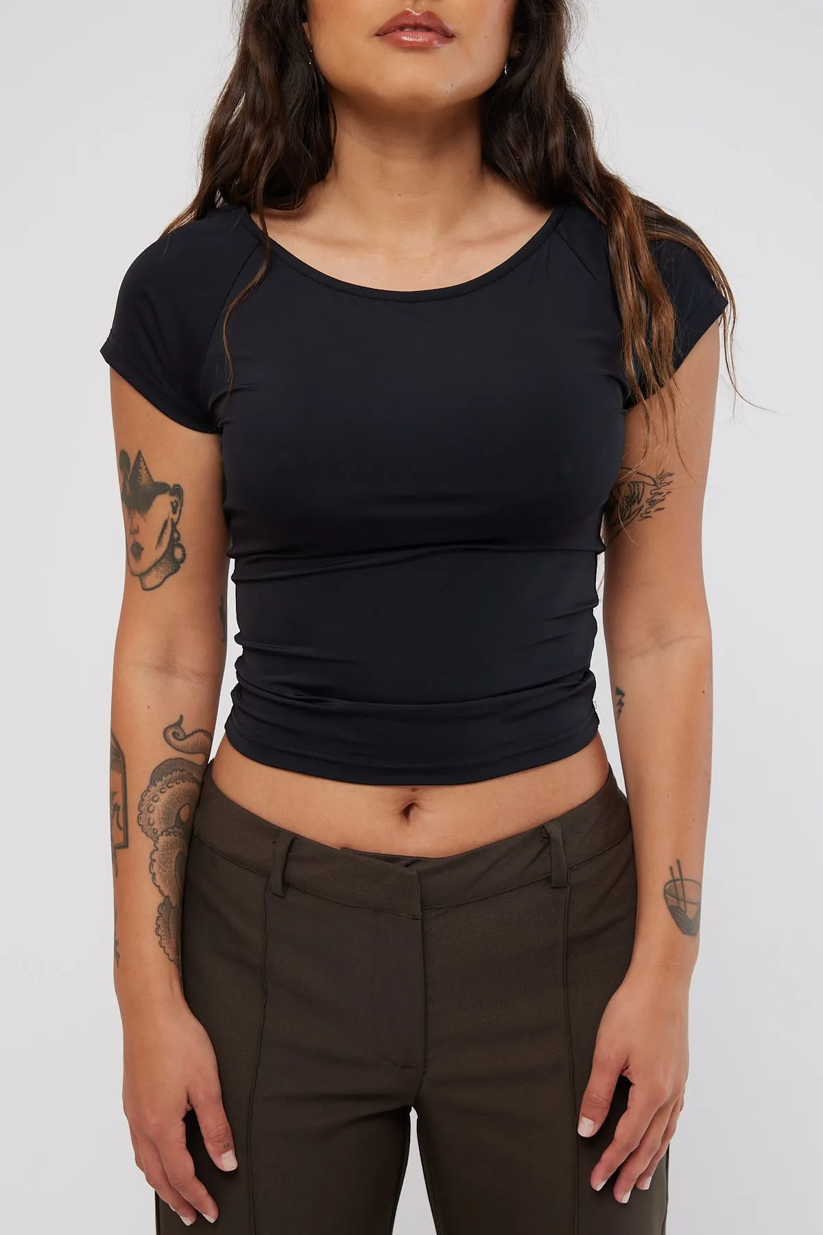 Perfect Stranger Open Back Top Black