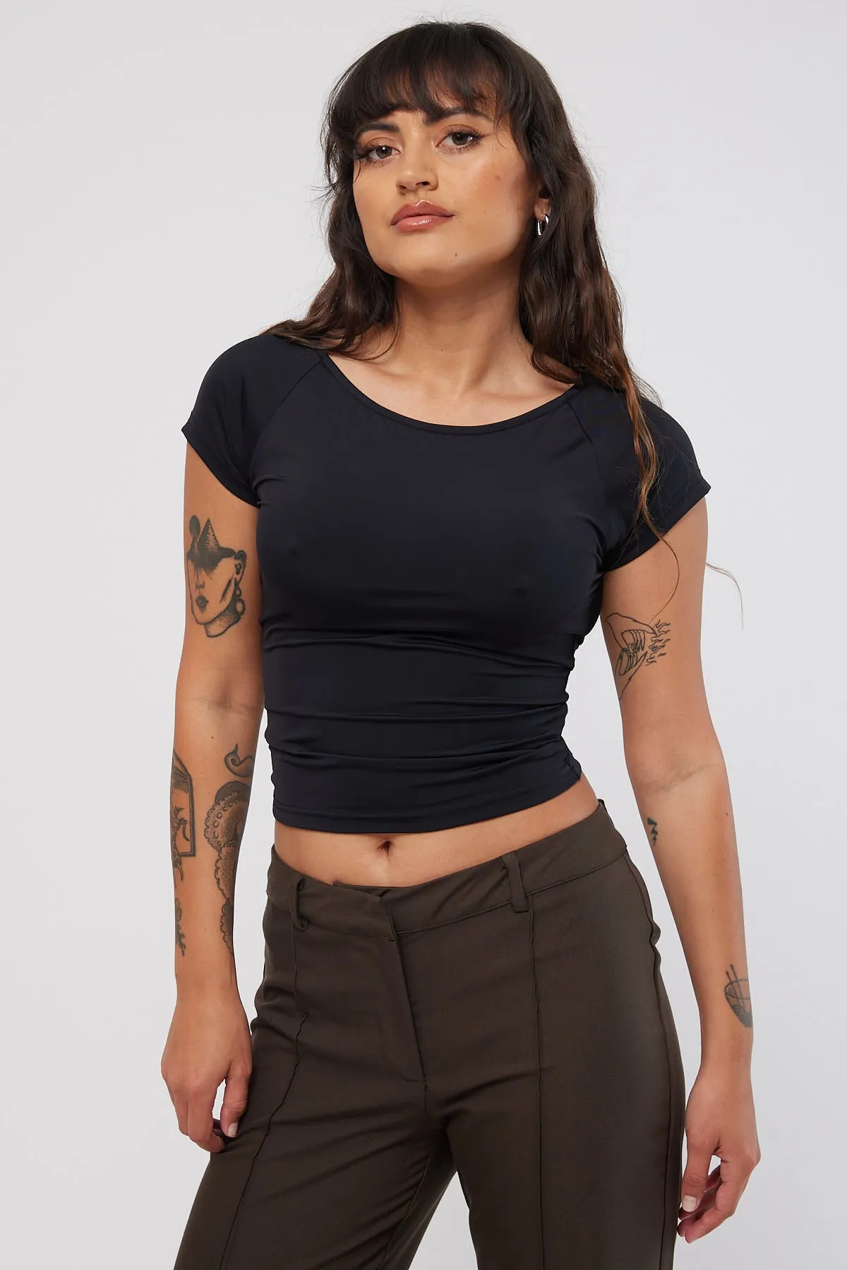 Perfect Stranger Open Back Top Black