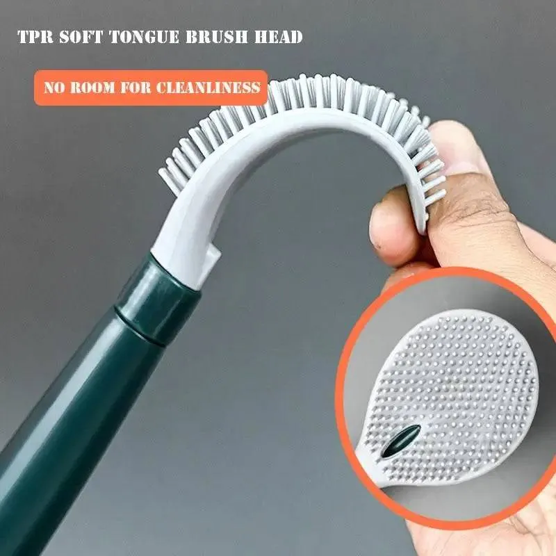 Silicone Toilet Brushes With Holder Set Wall-Mounted Long Handled Toilet Cleaning Brush Modern Hygienic