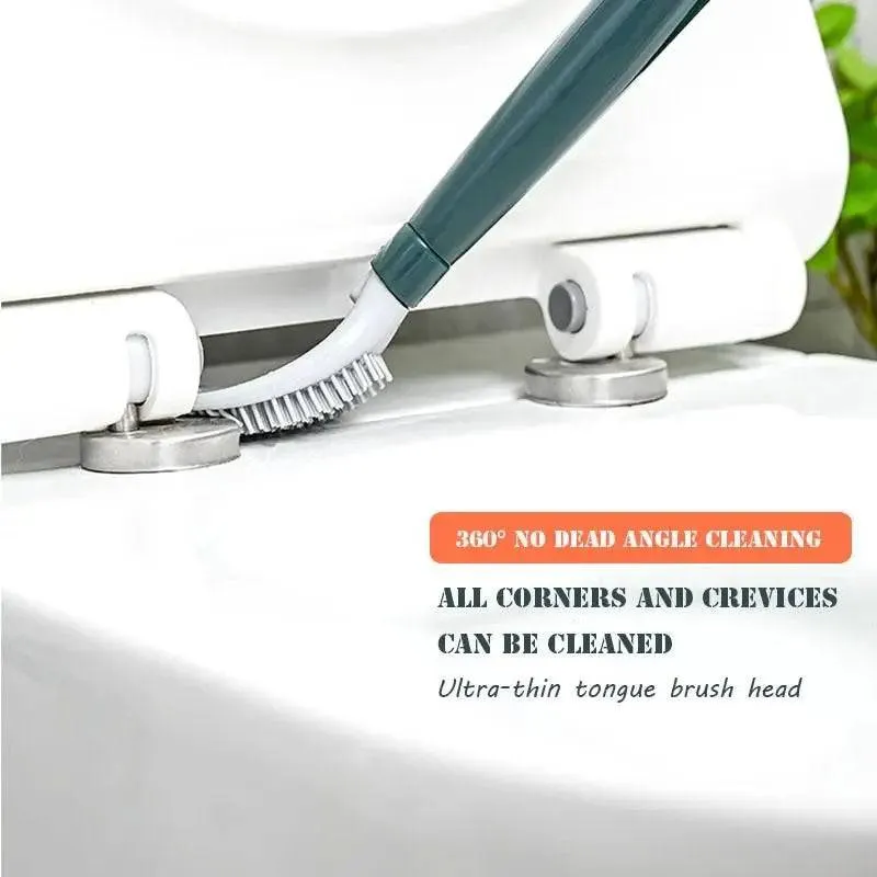 Silicone Toilet Brushes With Holder Set Wall-Mounted Long Handled Toilet Cleaning Brush Modern Hygienic