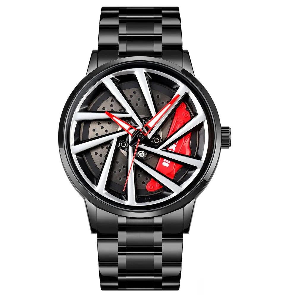 SKMEI 1990 Spinning Car Wheel Watch w/ Rotating Dial & 3 ATM Waterproof