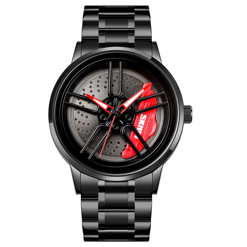 SKMEI 1990 Spinning Car Wheel Watch w/ Rotating Dial & 3 ATM Waterproof
