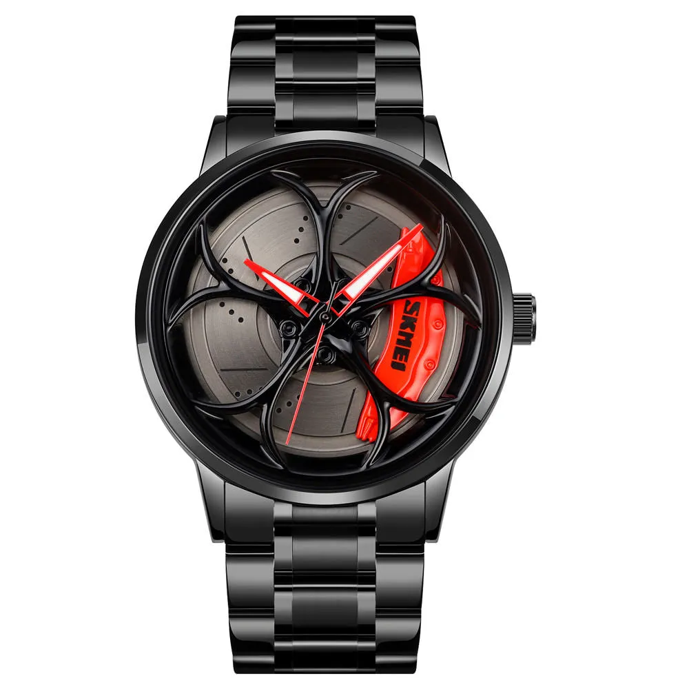 SKMEI 1990 Spinning Car Wheel Watch w/ Rotating Dial & 3 ATM Waterproof