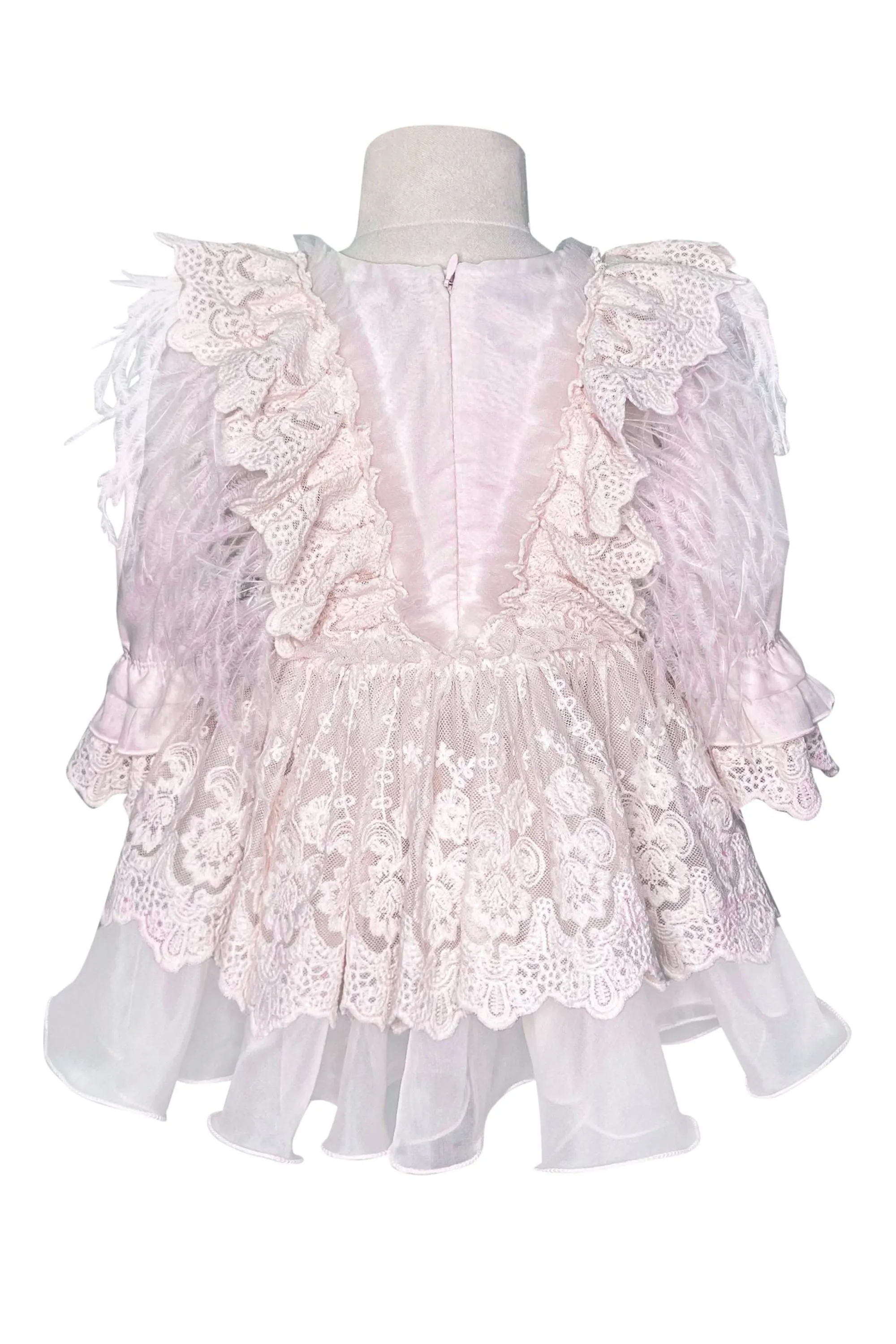 Sleeved Feather Fairy Dress (Pink)