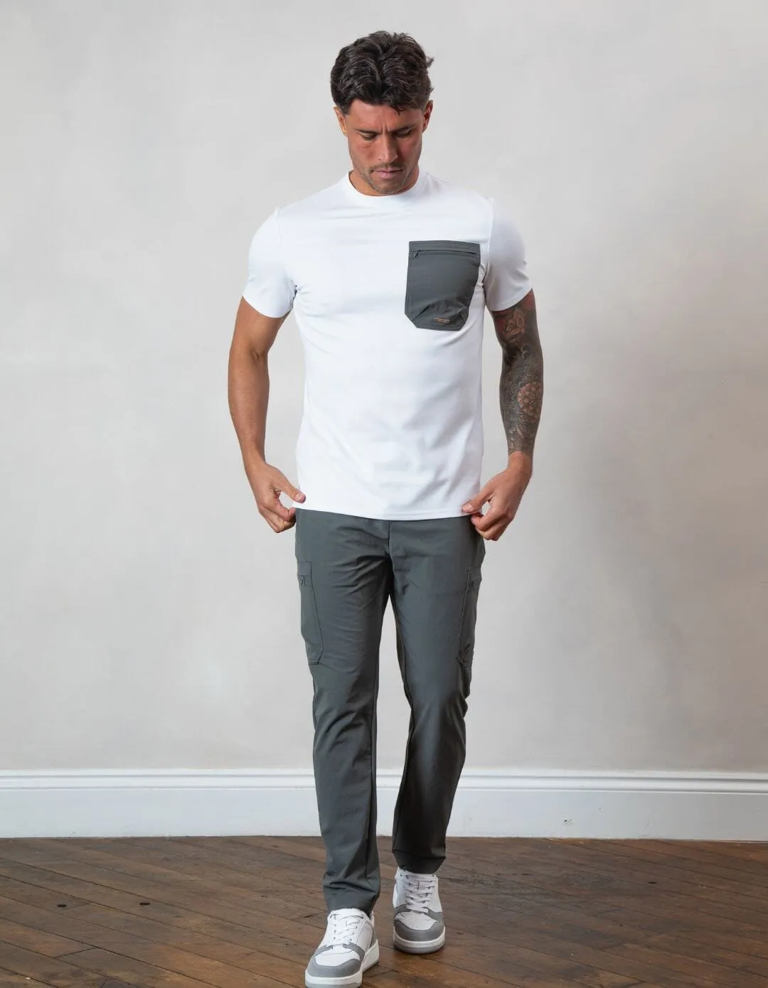 Tech Pocket T-shirt White/Slate Grey