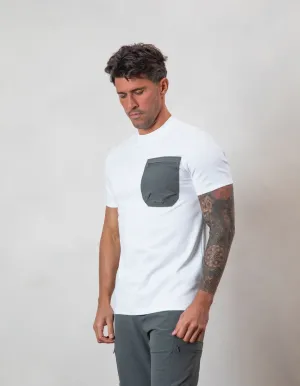 Tech Pocket T-shirt White/Slate Grey