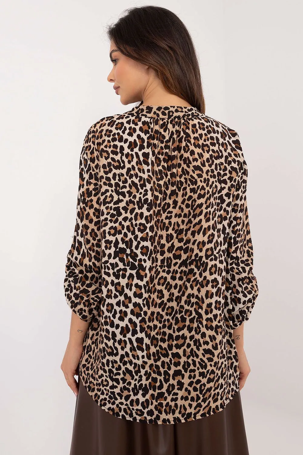 TEEK - Thin V-Neck Pinned Sleeve Blouse