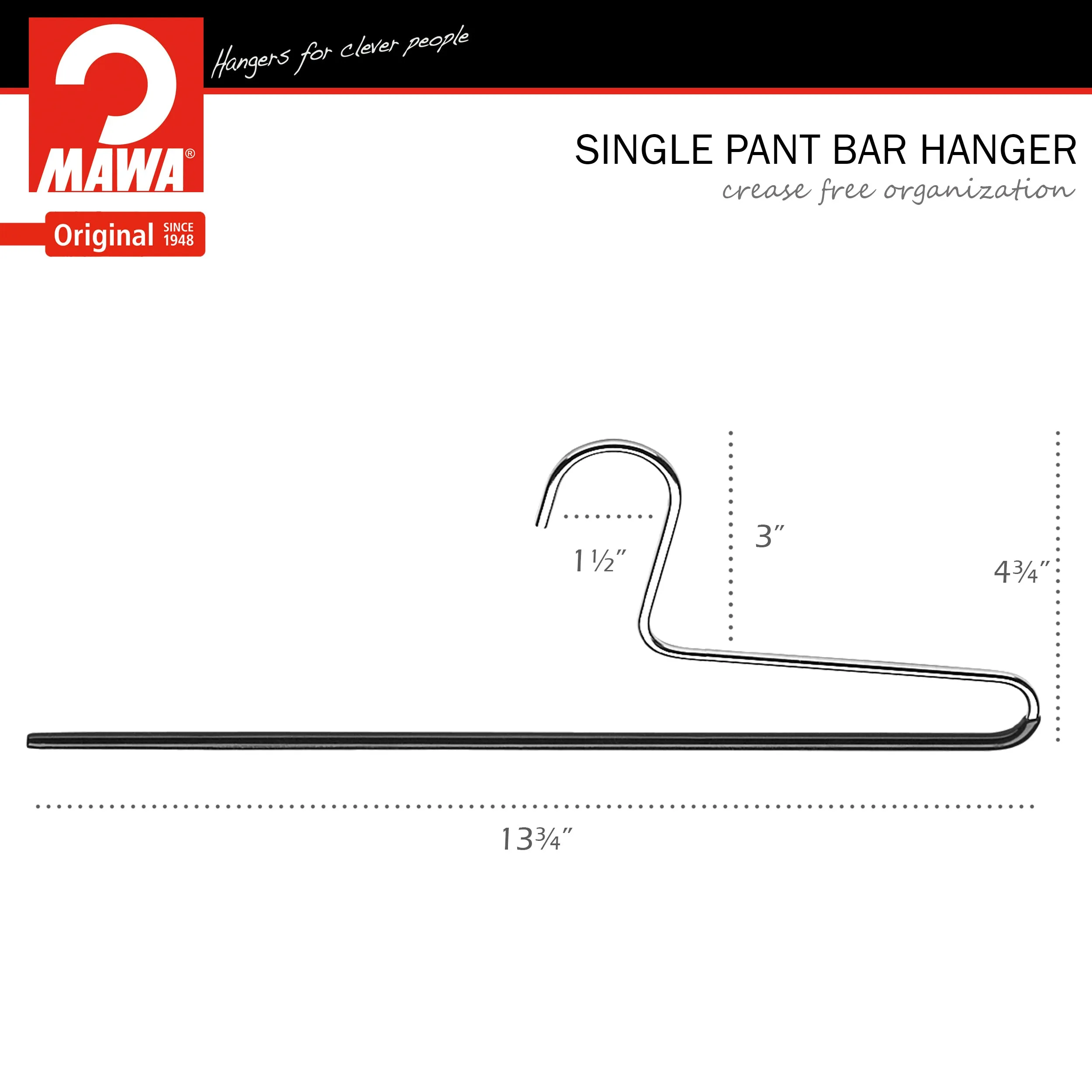 Trouser Hanger, KH-1, Single Rod, Black