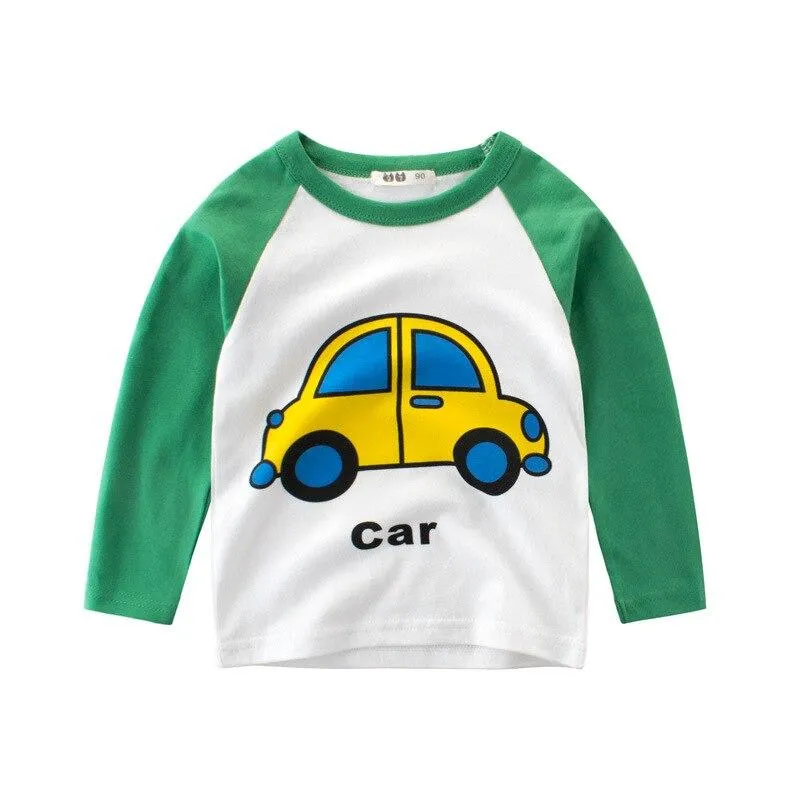 Unisex Cotton Long Sleeve Excavator Image Design Sweatshirt T Shirts