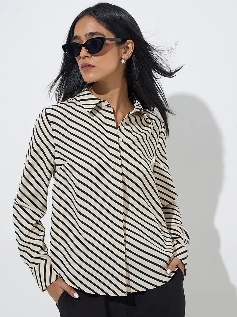 Wardrobe Beige Striped Shirt