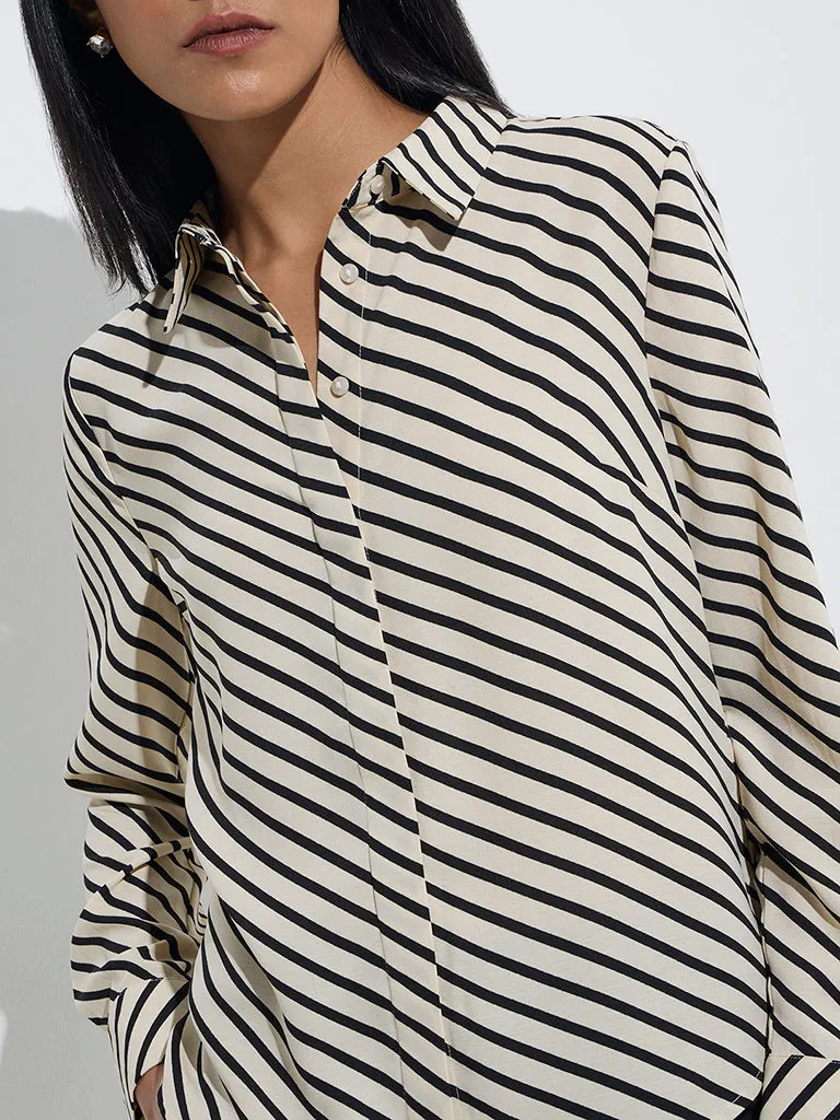 Wardrobe Beige Striped Shirt