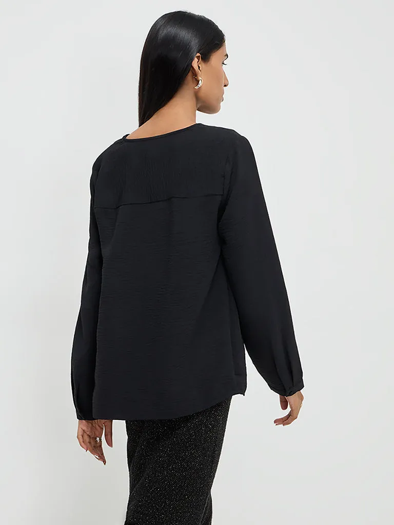 Wardrobe Black Crinkle Top