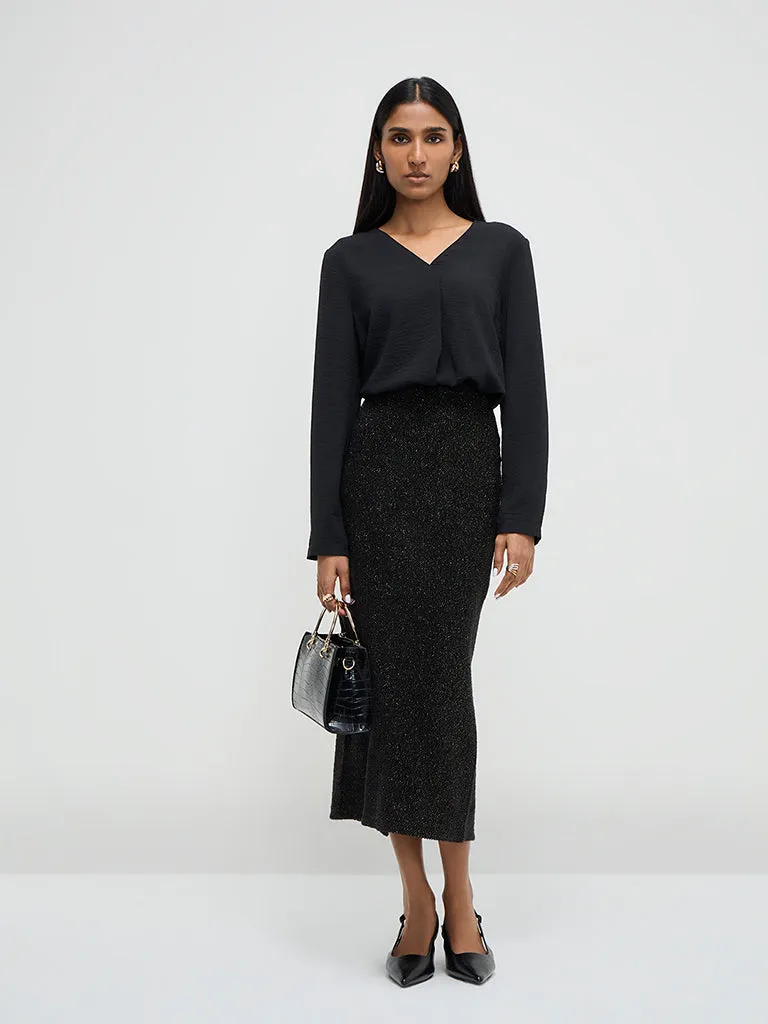 Wardrobe Black Crinkle Top